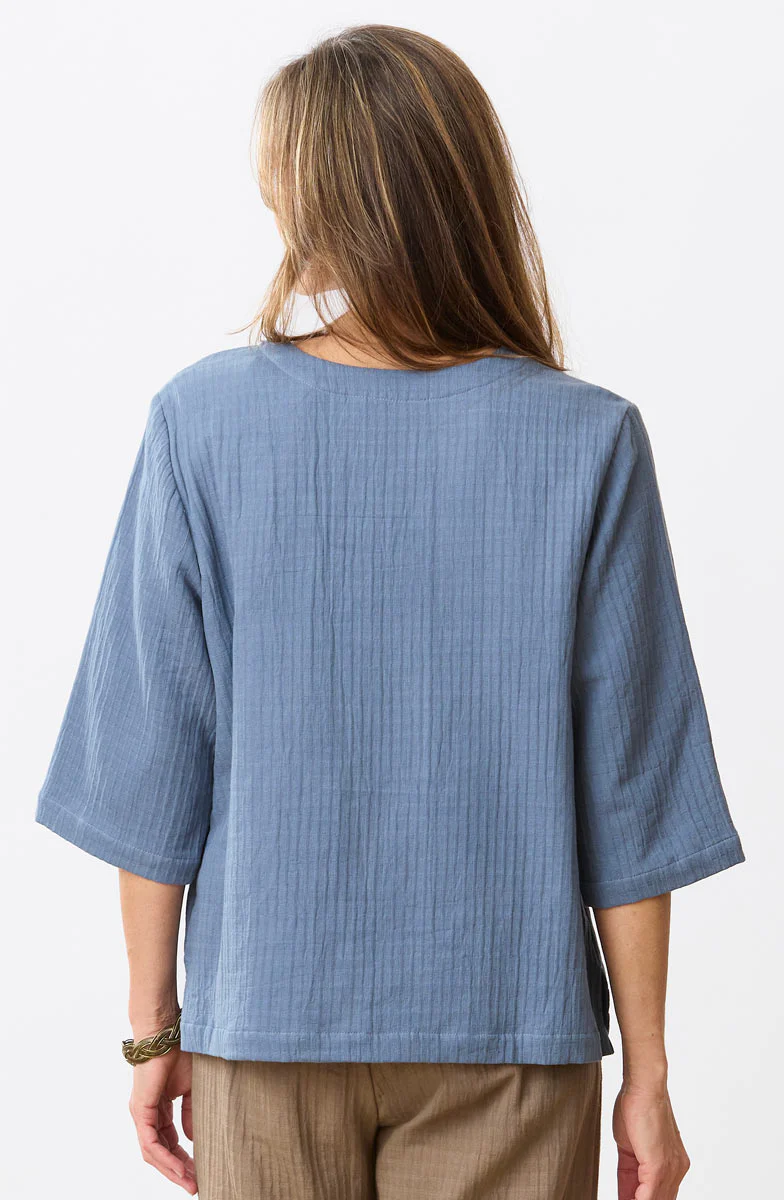 Kochi Dobby Gauze V-Neck Top - Image 4