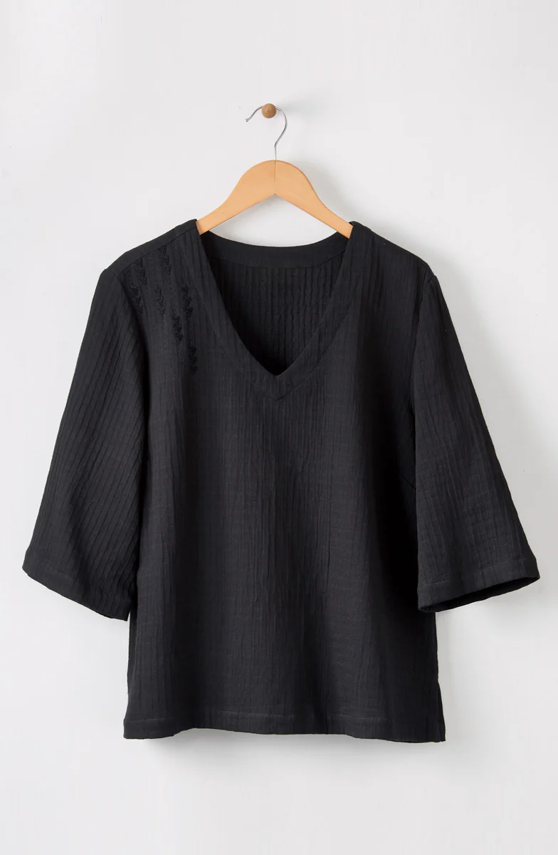 Kochi Dobby Gauze V-Neck Top - Image 9