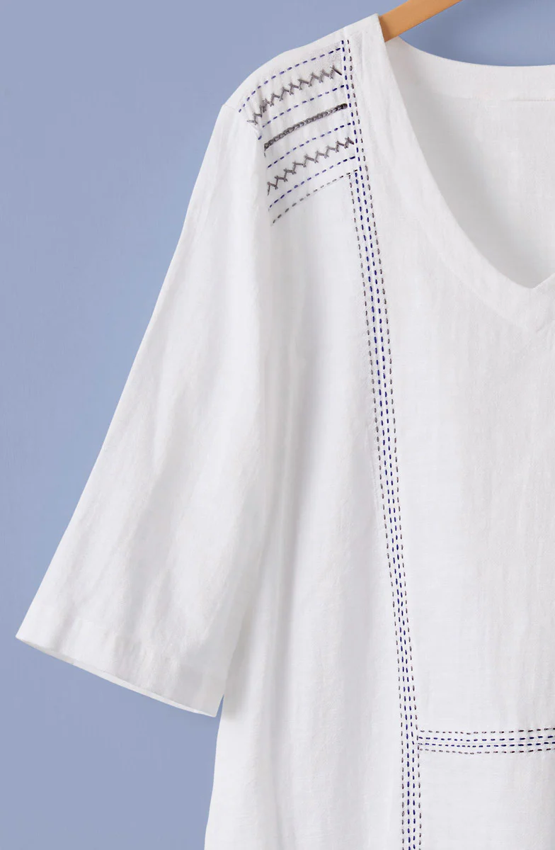 Kochi Slub Cotton V-Neck Top - Image 3