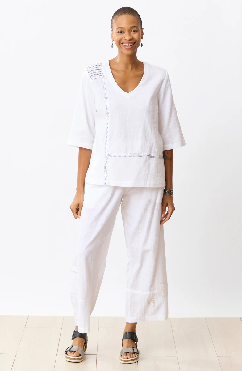 Kochi Slub Cotton V-Neck Top - Image 5