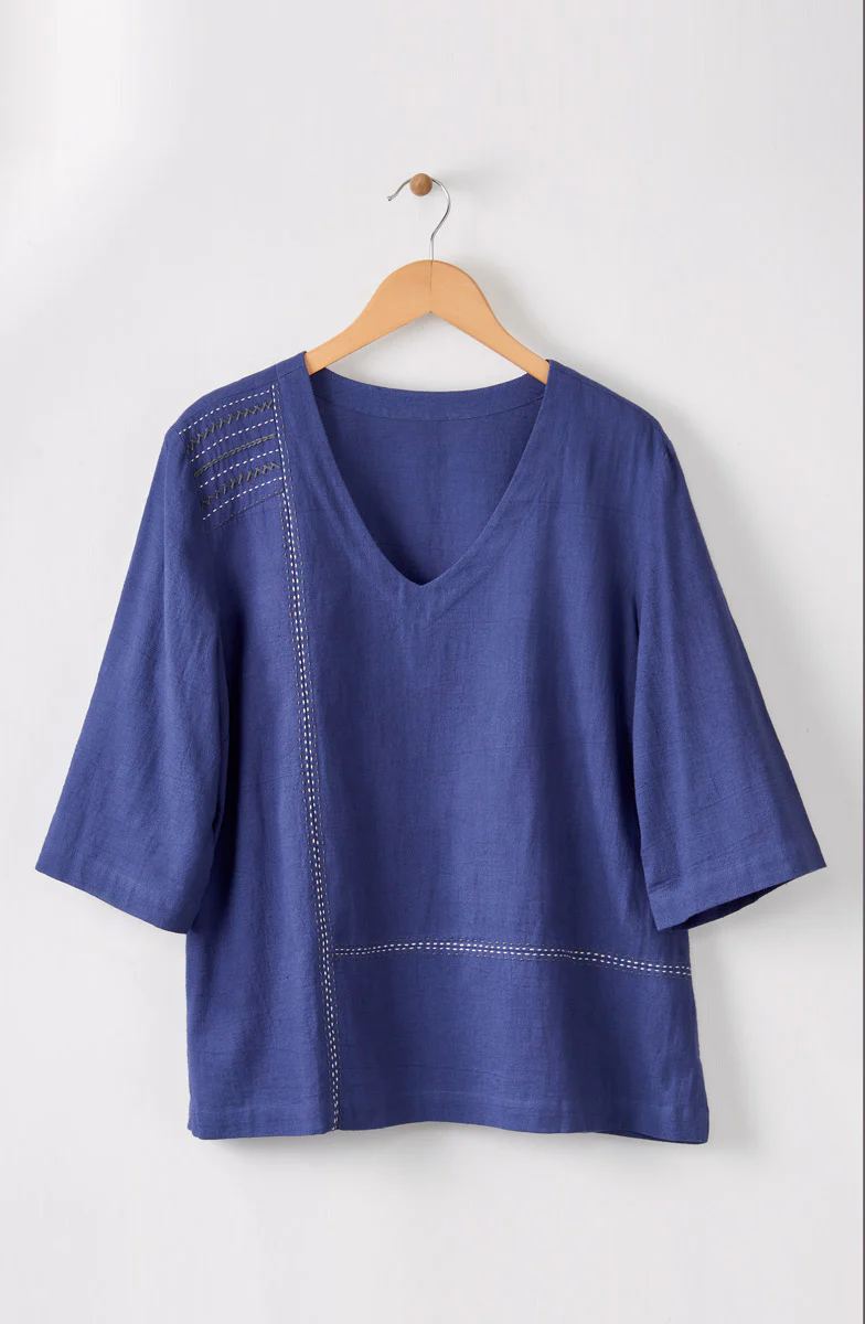 Kochi Slub Cotton V-Neck Top - Image 7
