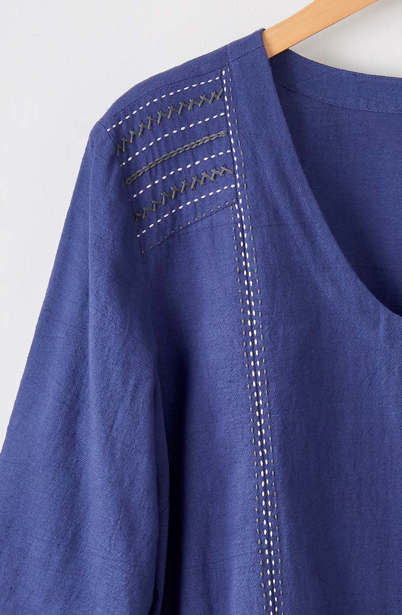 Kochi Slub Cotton V-Neck Top - Image 9