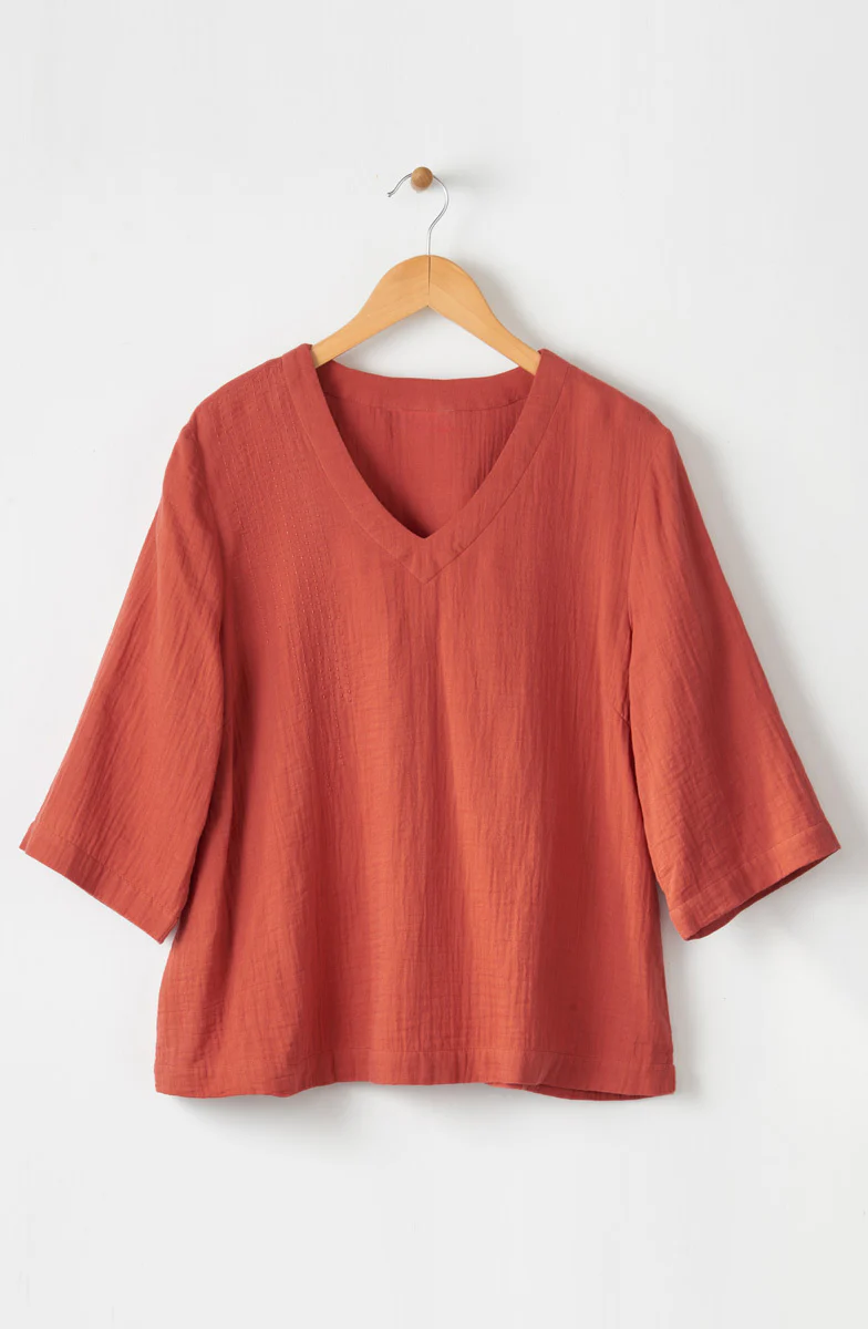 Kochi Double Gauze V-Neck Top - Image 28