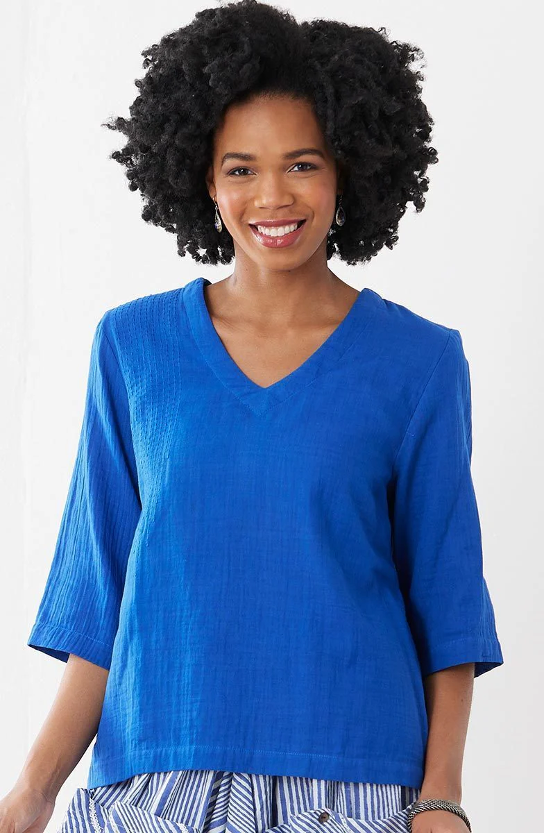 Kochi Double Gauze V-Neck Top - Image 30