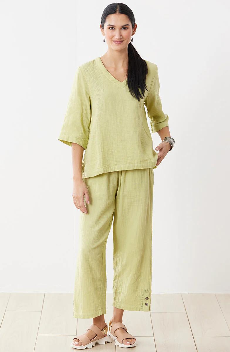 Kochi Double Gauze V-Neck Top - Image 6