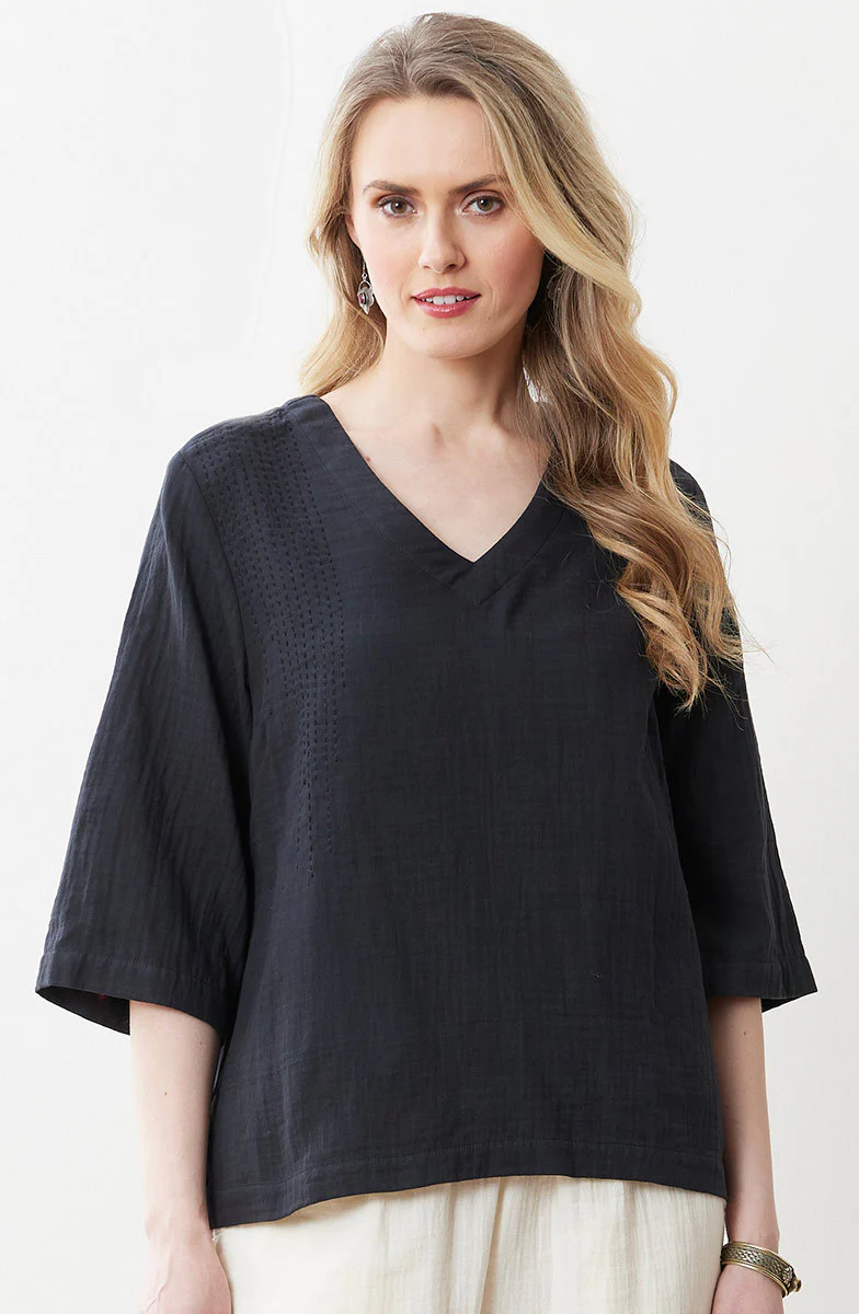 Kochi Double Gauze V-Neck Top - Image 9