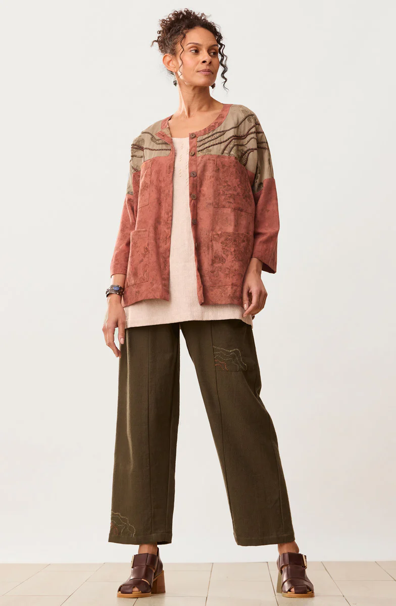Kolar Eco Print Cotton Twill Jacket - Madder root - Image 5