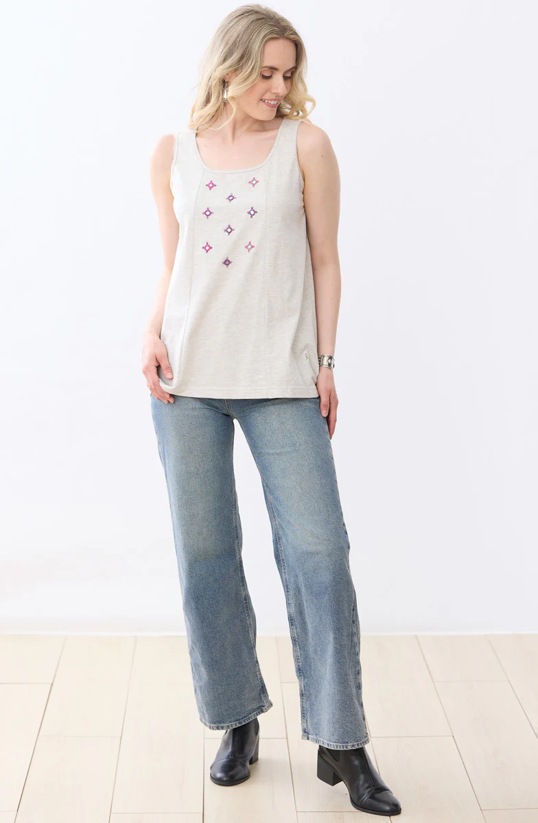 Kripa Cotton Jersey A-line Tank - Oatmeal - Image 4