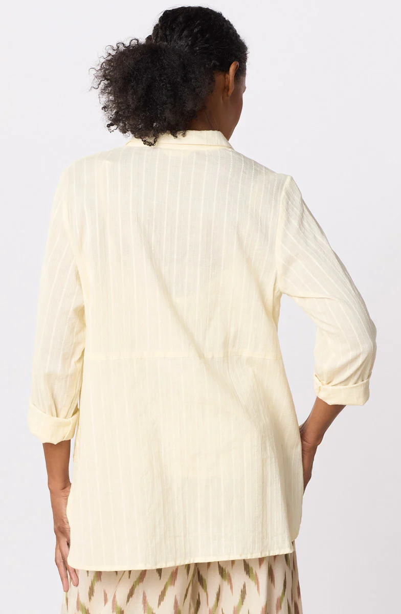 Lasksha Lightweight Button-Down Embroidered Shirt - Cream - Image 4