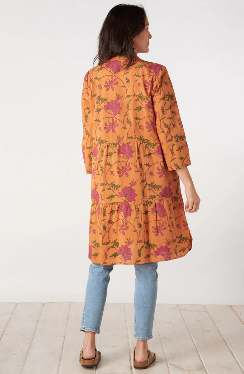 Lavasa Organic Cotton Tiered Shirt Dress - Honey/Multi - Image 5