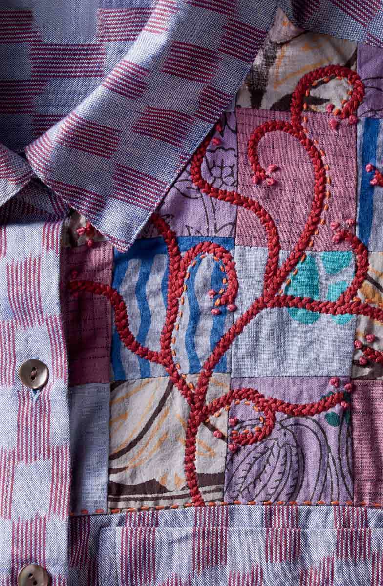 Long Savani Button-Down Shirt - Light periwinkle/Multi - Image 3