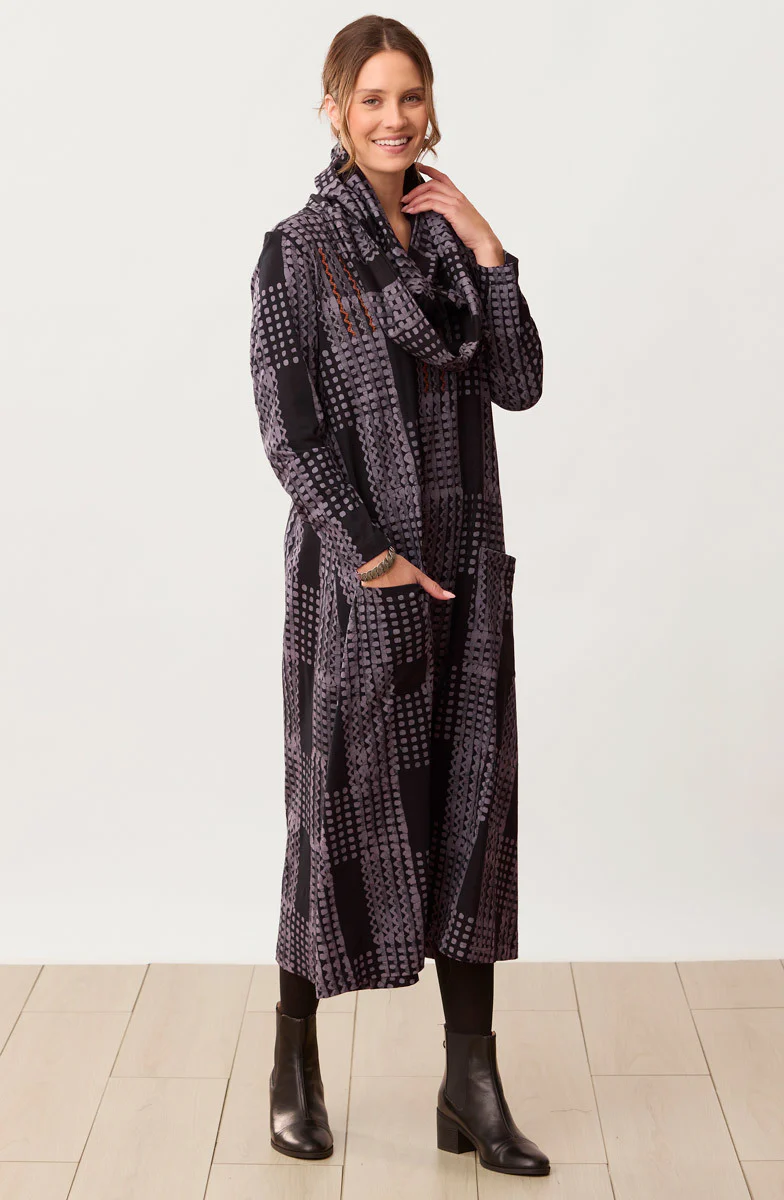 Supriya Jersey A-line Long-Sleeve Midi Dress - Black/Slate - Image 5