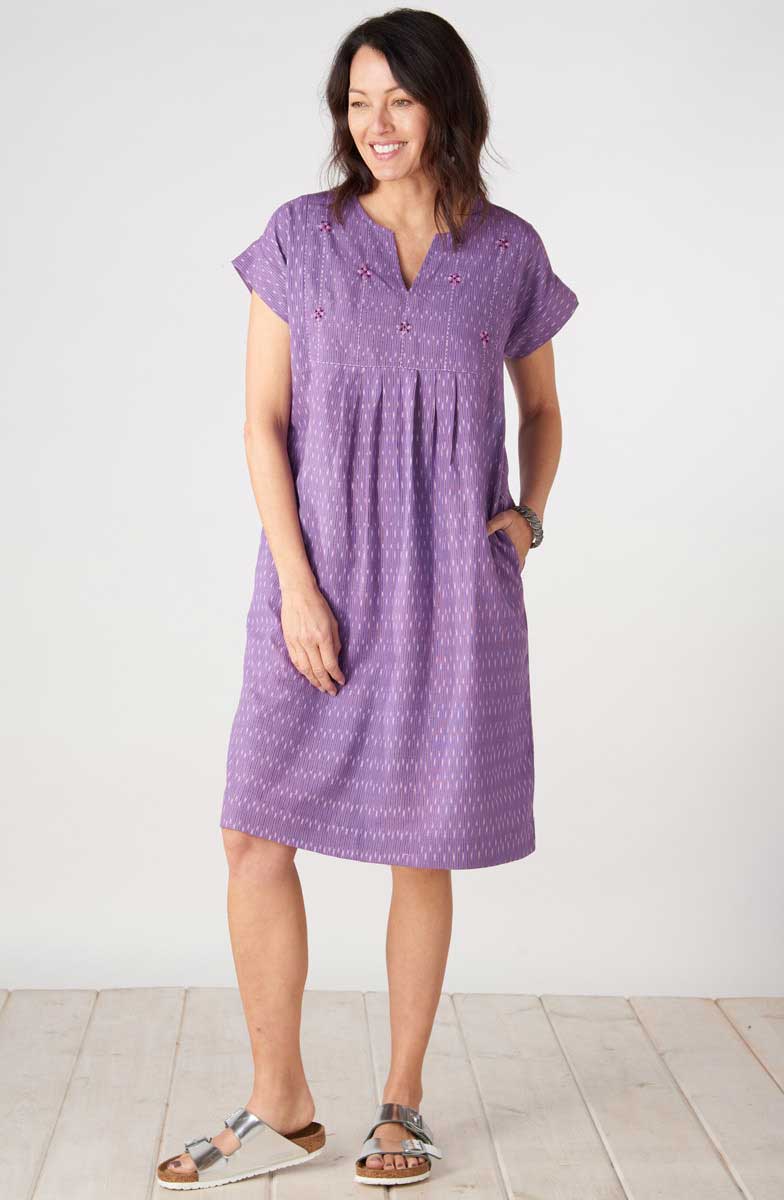 Mahika Notch-Neck Knee-Length Dress - Purple - Image 3