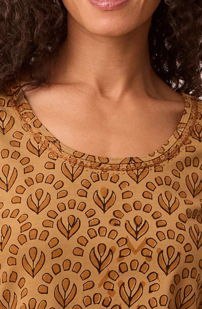 Maira Block Print Cotton Jersey Tee - Cedar - Image 3