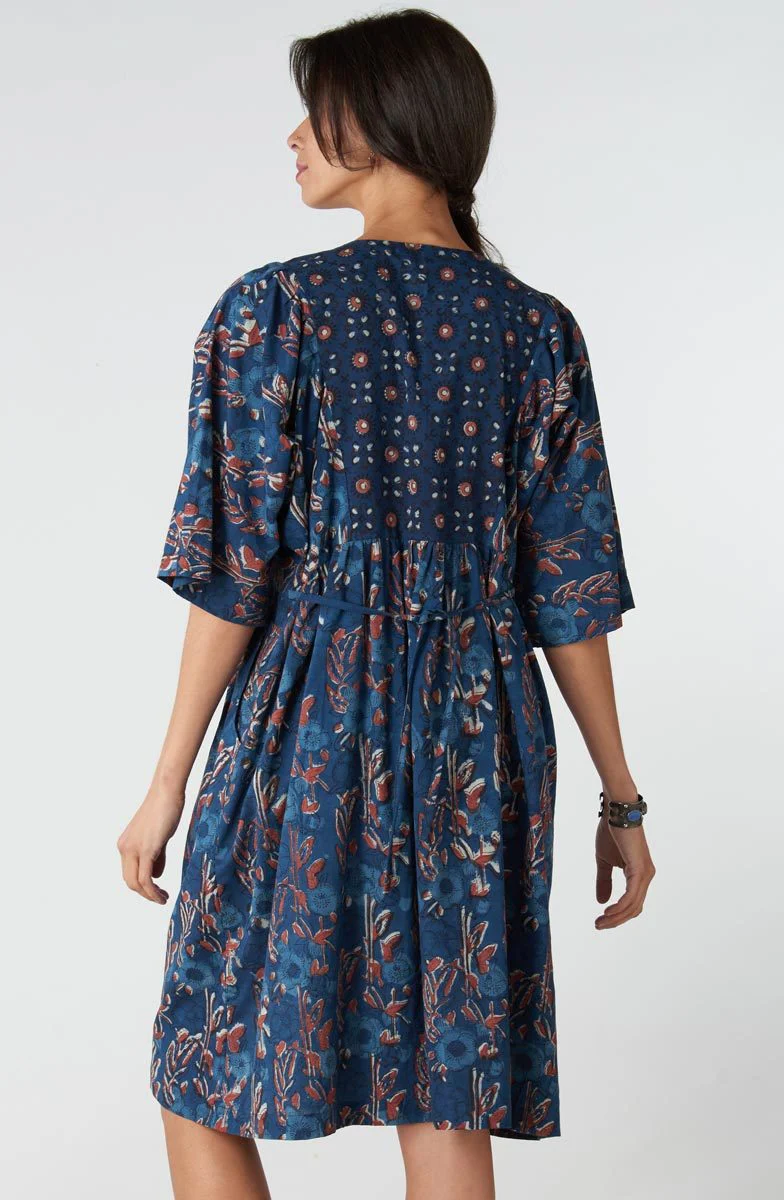 Malashri Mixed Print Midi Dress - Indigo/Multi - Image 5