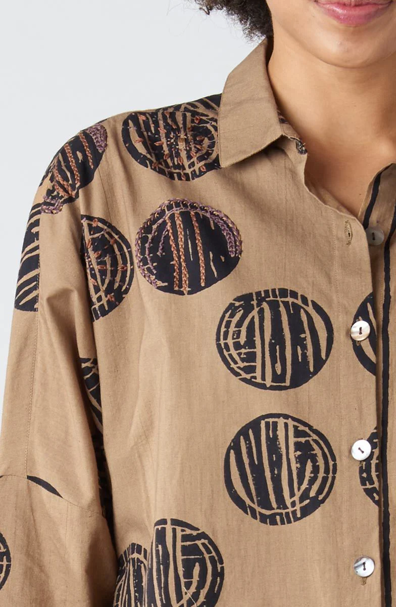 Mandvi Button-Down Oversized Shirt - Shale/Black - Image 3