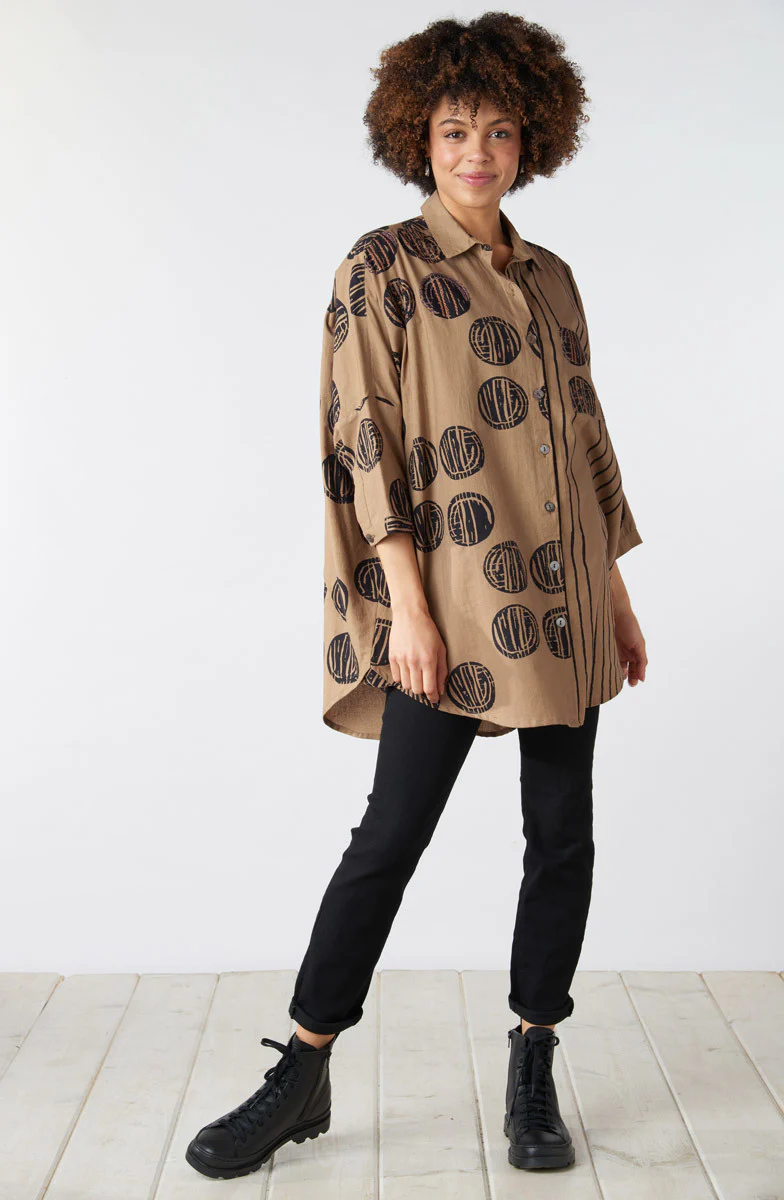 Mandvi Button-Down Oversized Shirt - Shale/Black - Image 5