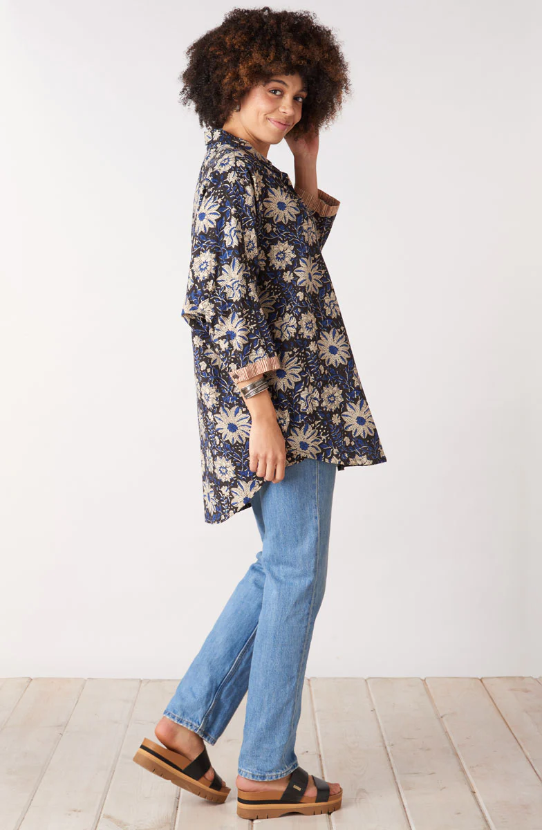 Mandvi Natural Dye Button-Down Oversized Shirt - Black/Multi - Image 5