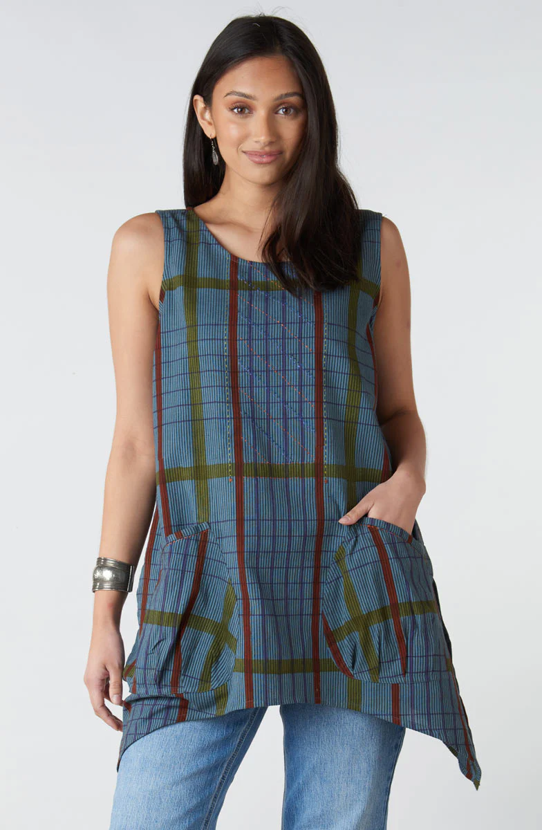 Manori Swing Tunic Tank - Blue/Multi