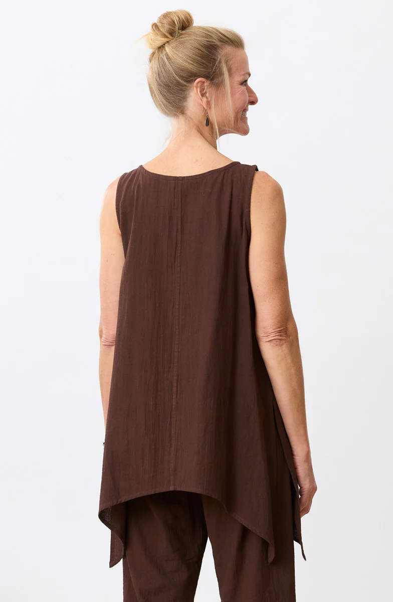 Manori Slub Cotton Swing Tunic Tank - Ebony - Image 4