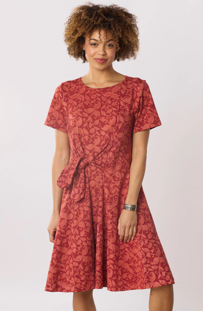 Mansi Scoop-Neck Cotton Jersey Dress - Fire red - Image 3