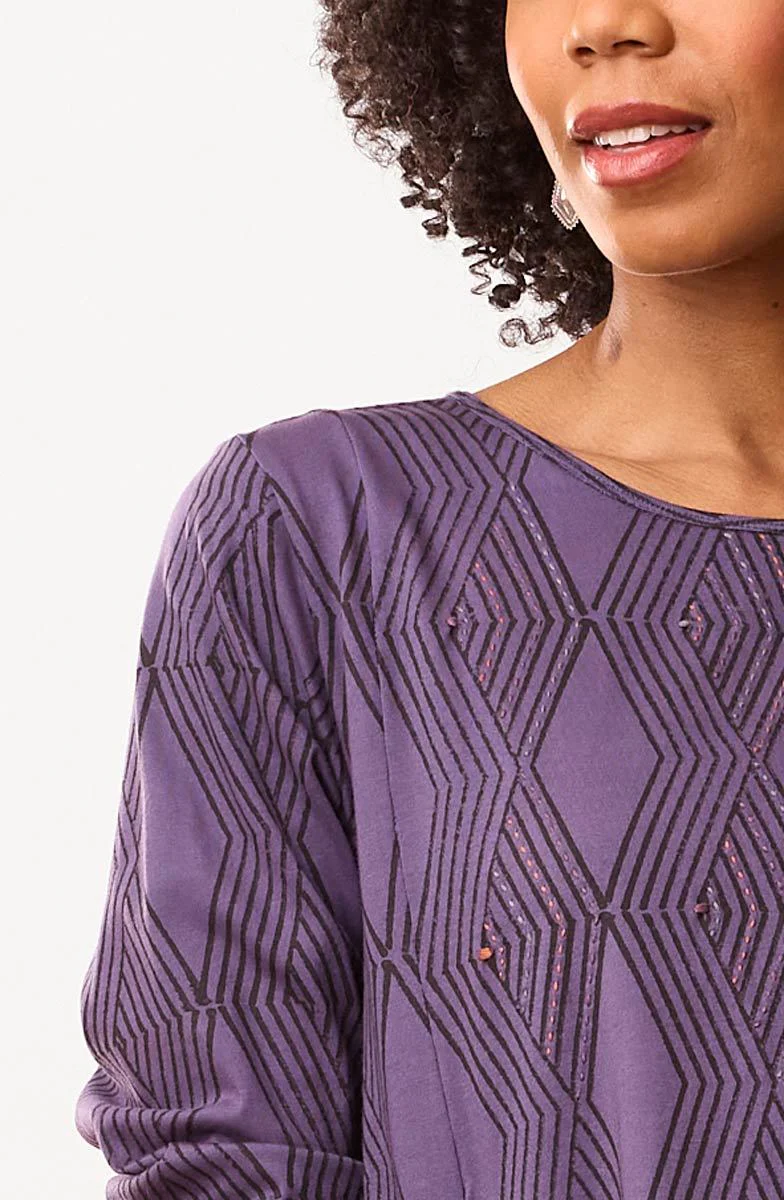 Mansi Scoop-Neck Organic Cotton Jersey Dress - Aubergine - Image 3