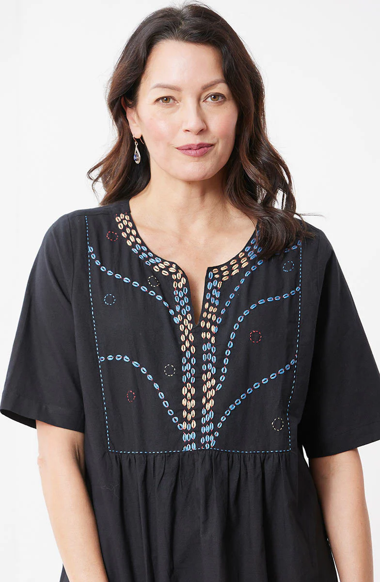 Mayanka Organic Cotton Midi Dress - Black - Image 3
