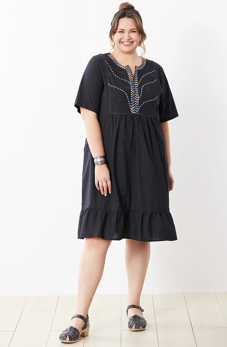 Mayanka Organic Cotton Midi Dress - Black - Image 4