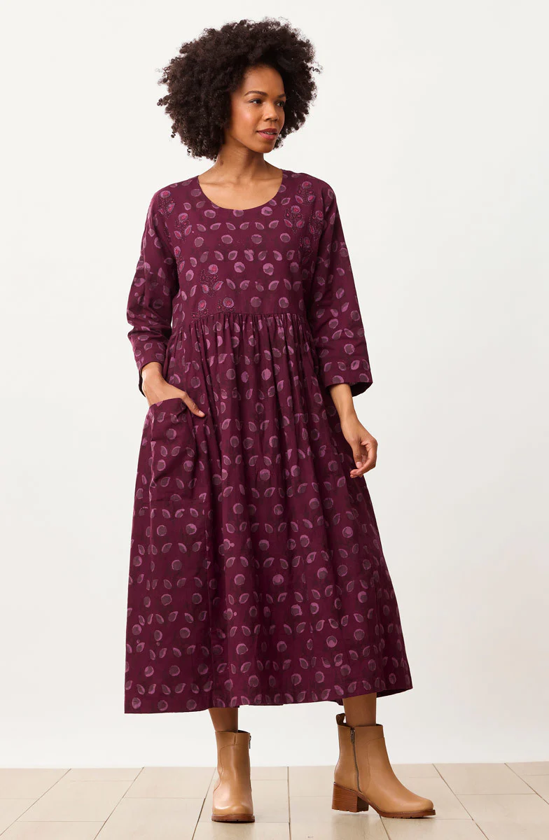Meadow Batik Print Scoop-Neck Maxi Dress - Eggplant/Multi - Image 2