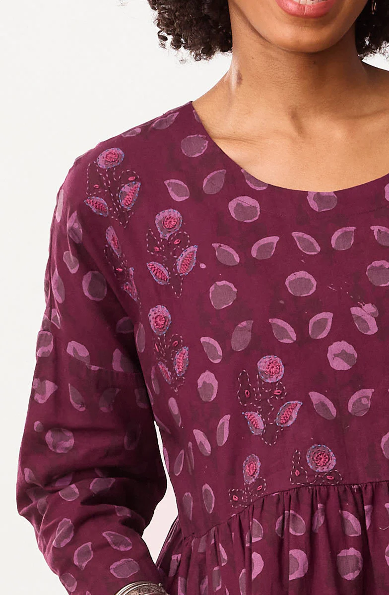 Meadow Batik Print Scoop-Neck Maxi Dress - Eggplant/Multi - Image 3