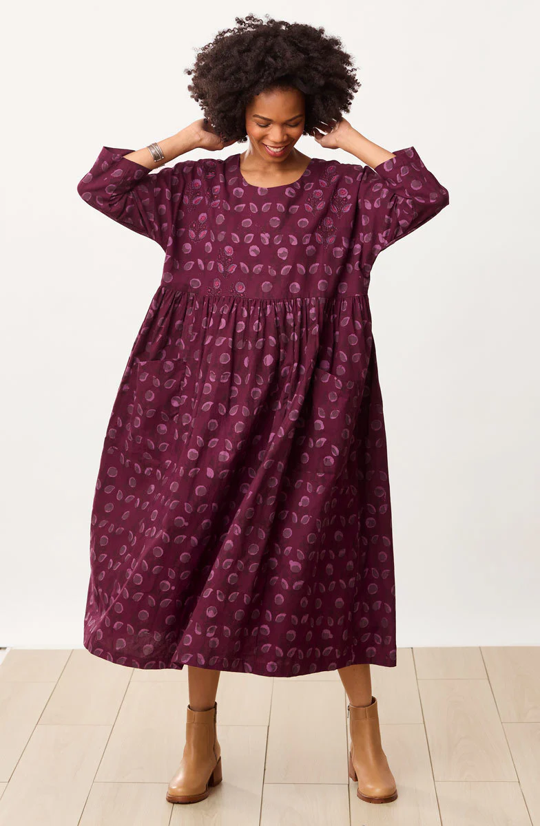Meadow Batik Print Scoop-Neck Maxi Dress - Eggplant/Multi - Image 4