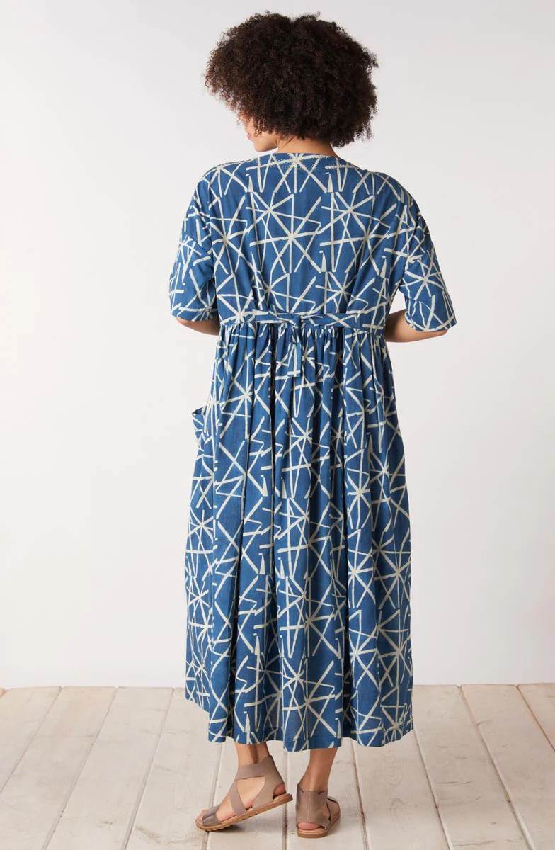 Meadow Natural Dye Notch-Neck Maxi Dress - Indigo - Image 5