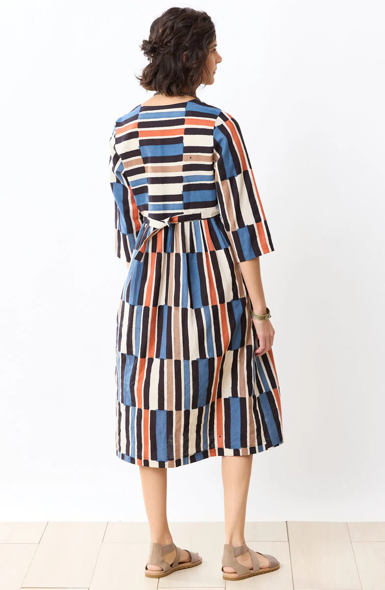 Geethali V-Neck Midi Dress - Natural/Multi - Image 5