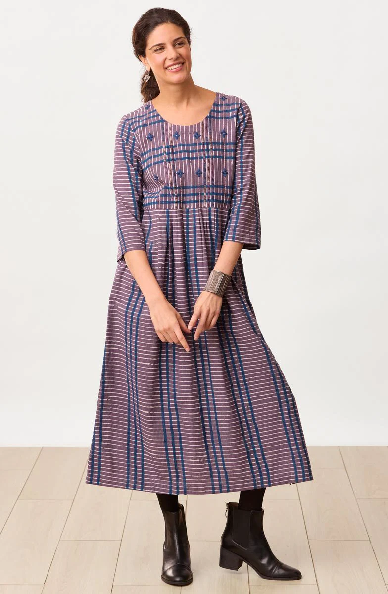 Mohina Scoop-Neck A-Line Dress - Smoky lavender