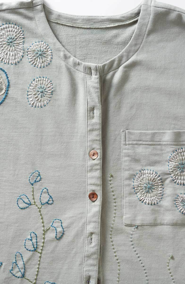 Mysore Organic French Terry Cardigan - Eucalyptus - Image 3