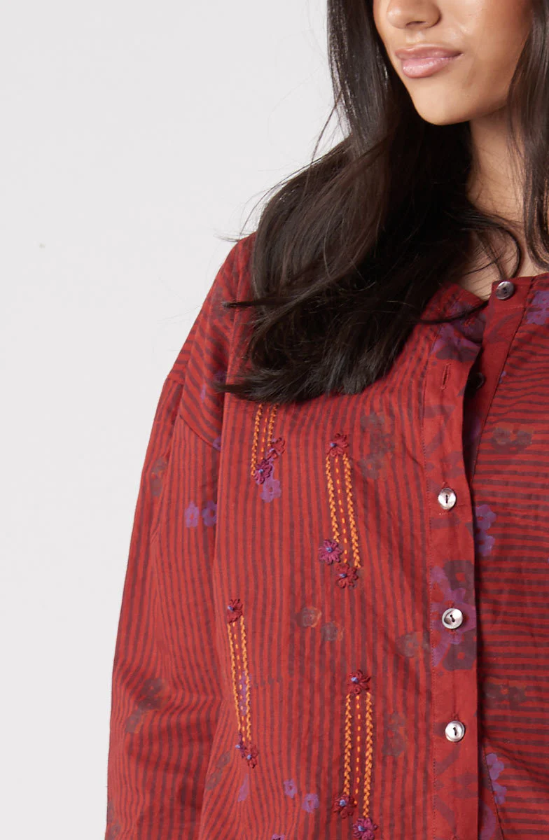 Mysore Organic Boxy Top - Sunset red/Multi - Image 3