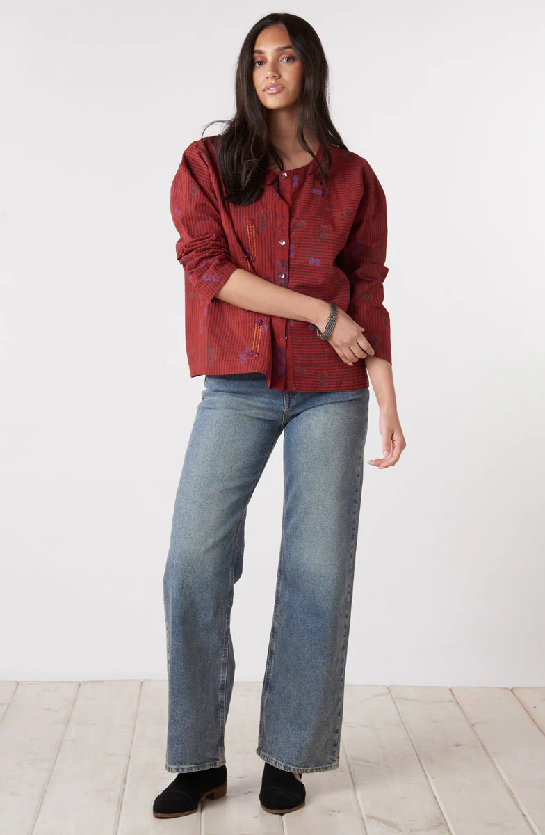 Mysore Organic Boxy Top - Sunset red/Multi - Image 5