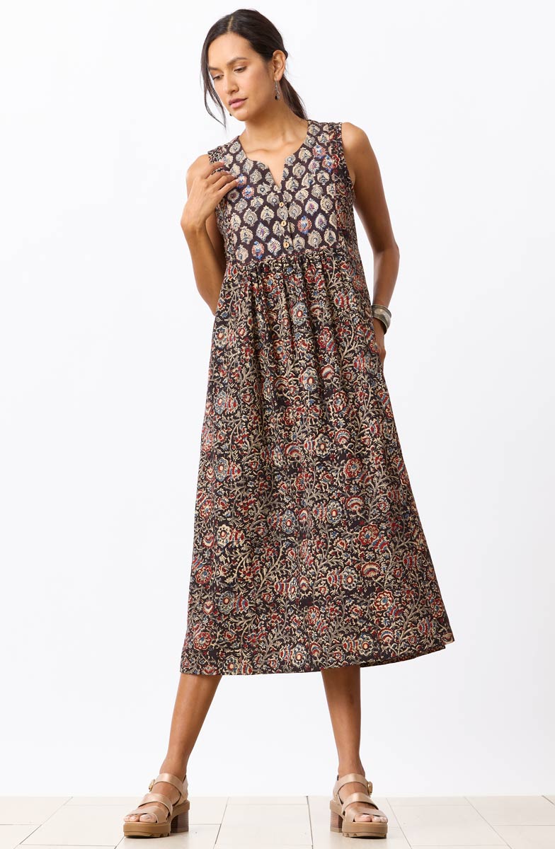 Nafisa Sleeveless Long Dress - Black/Multi - Image 2