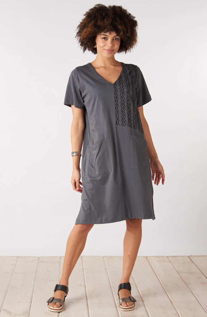 Nagina Jersey V-Neck Knee-Length Dress - Graphite