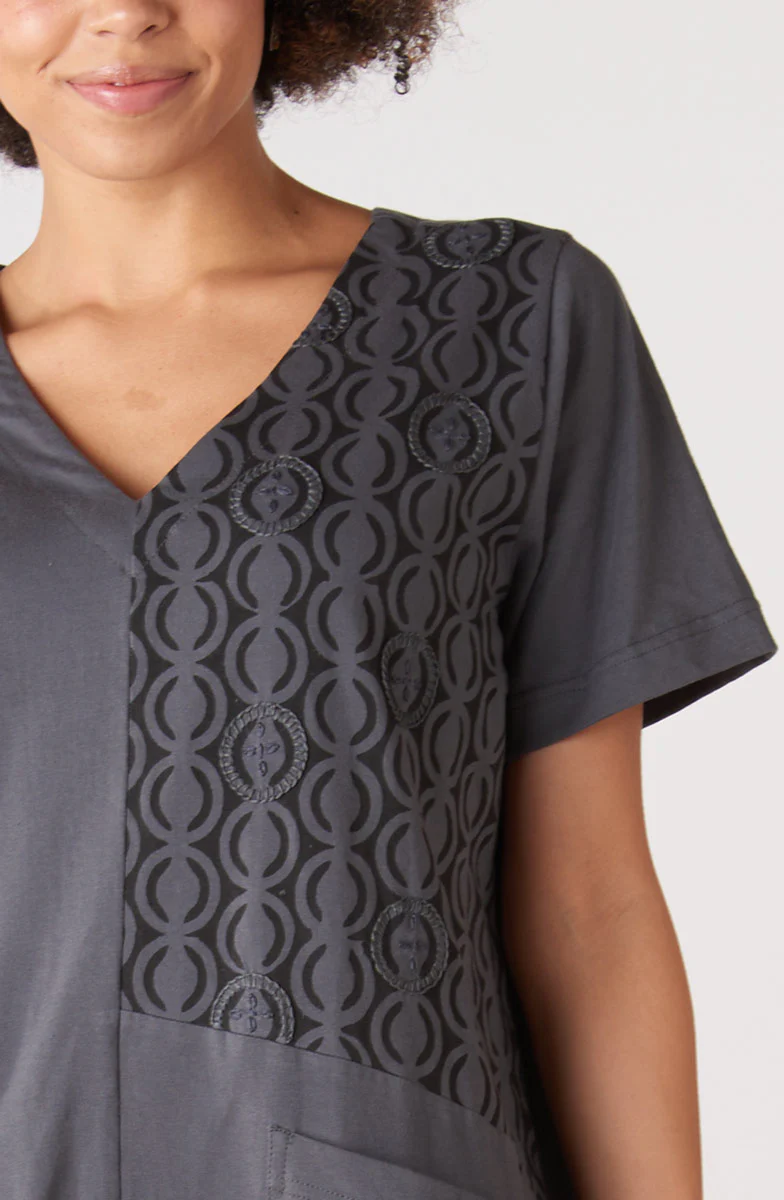 Nagina Jersey V-Neck Knee-Length Dress - Graphite - Image 2