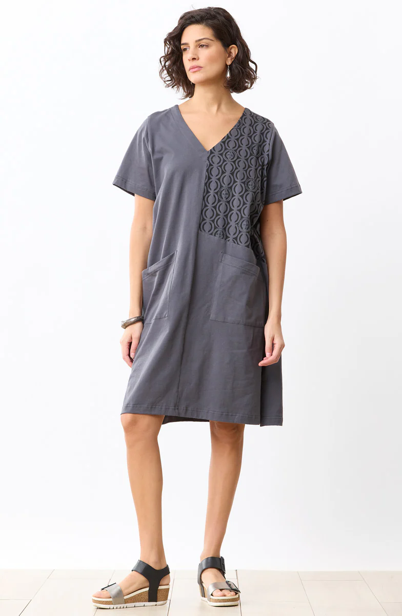 Nagina Jersey V-Neck Knee-Length Dress - Graphite - Image 4