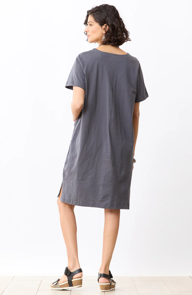 Nagina Jersey V-Neck Knee-Length Dress - Graphite - Image 5