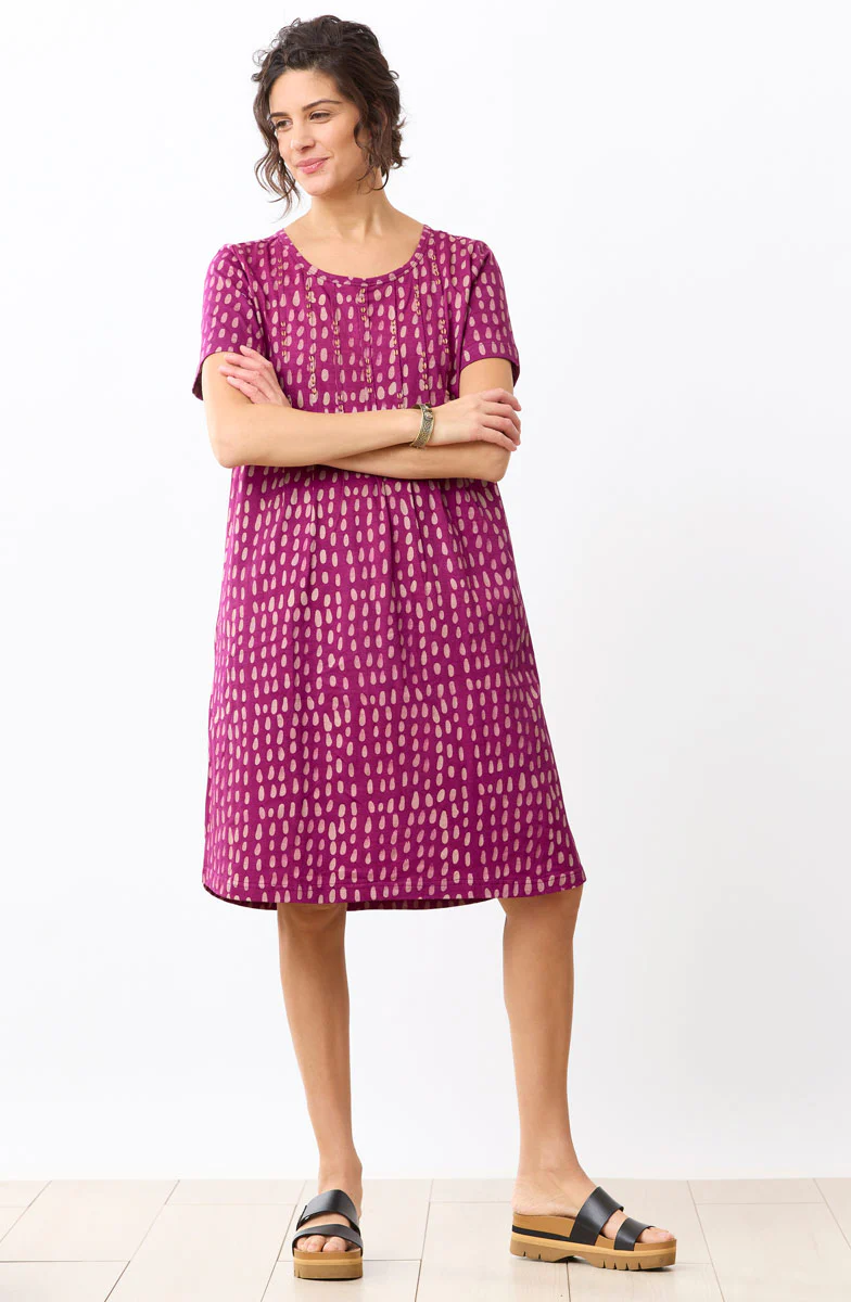 Naina Batik Print Scoop-Neck Cotton Jersey Dress - Phlox purple - Image 4