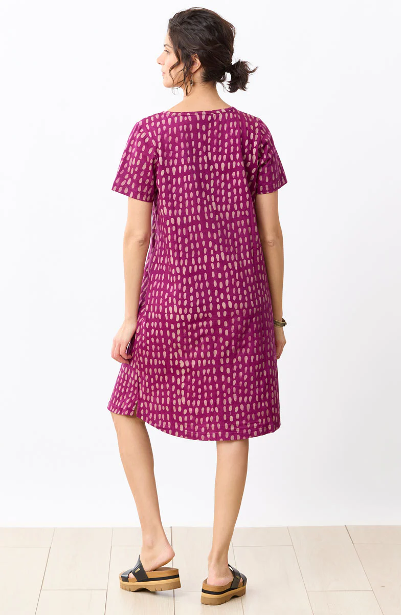 Naina Batik Print Scoop-Neck Cotton Jersey Dress - Phlox purple - Image 5