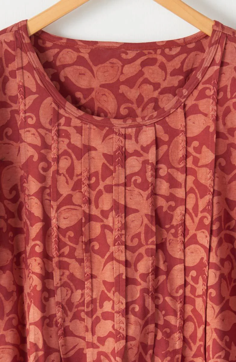 Naina Cotton Jersey Batik Print Tee - Fire red - Image 3