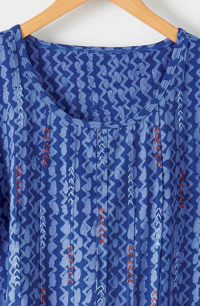 Naina Cotton Jersey Batik Print Tee - Lively blue - Image 3