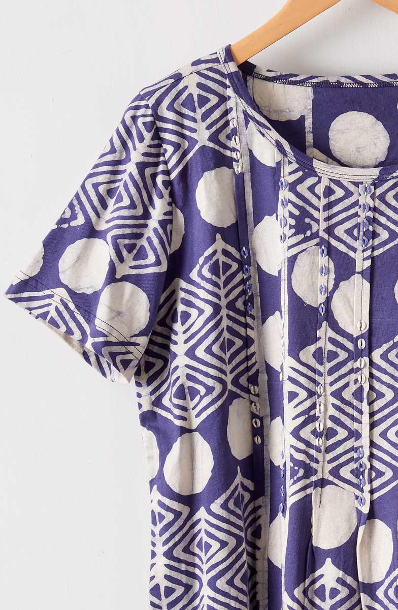 Naina Cotton Jersey Batik Print Tee - Aubergine - Image 2
