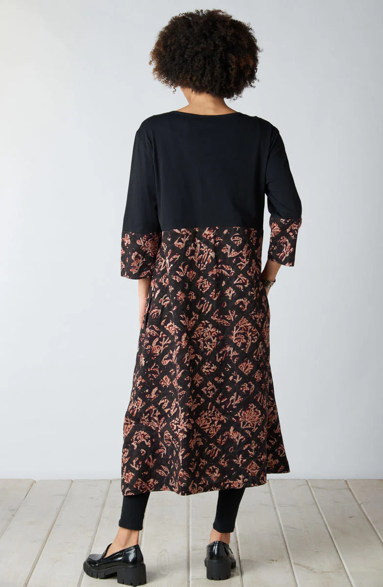 Najma Mixed Media Midi Dress - Black/Multi - Image 5