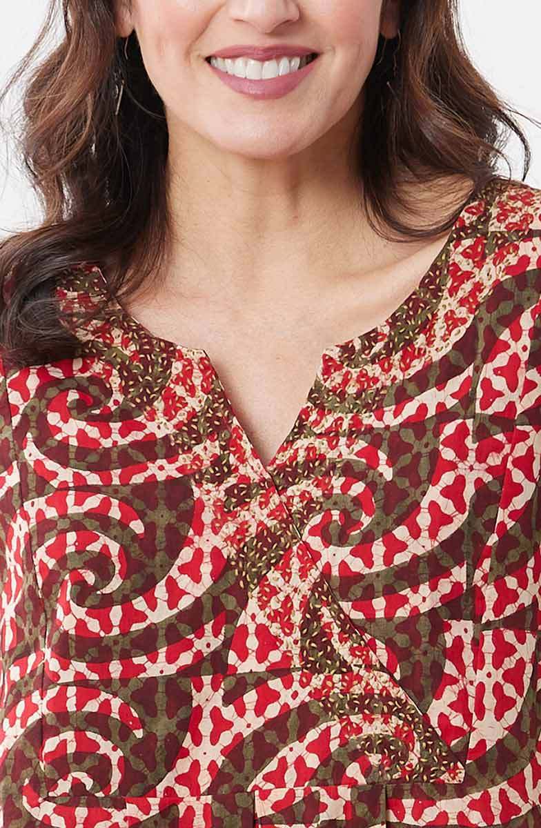 Nalika Short-Sleeve Notch-Neck Dress - Salsa - Image 3