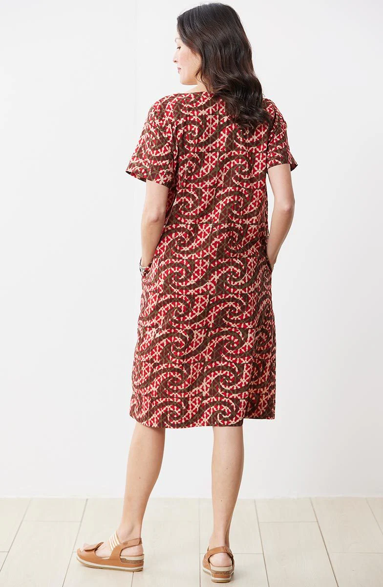 Nalika Short-Sleeve Notch-Neck Dress - Salsa - Image 5